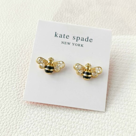 Kate Spade all abuzz stone bee stud earrings | black Gold - Picture 1 of 3